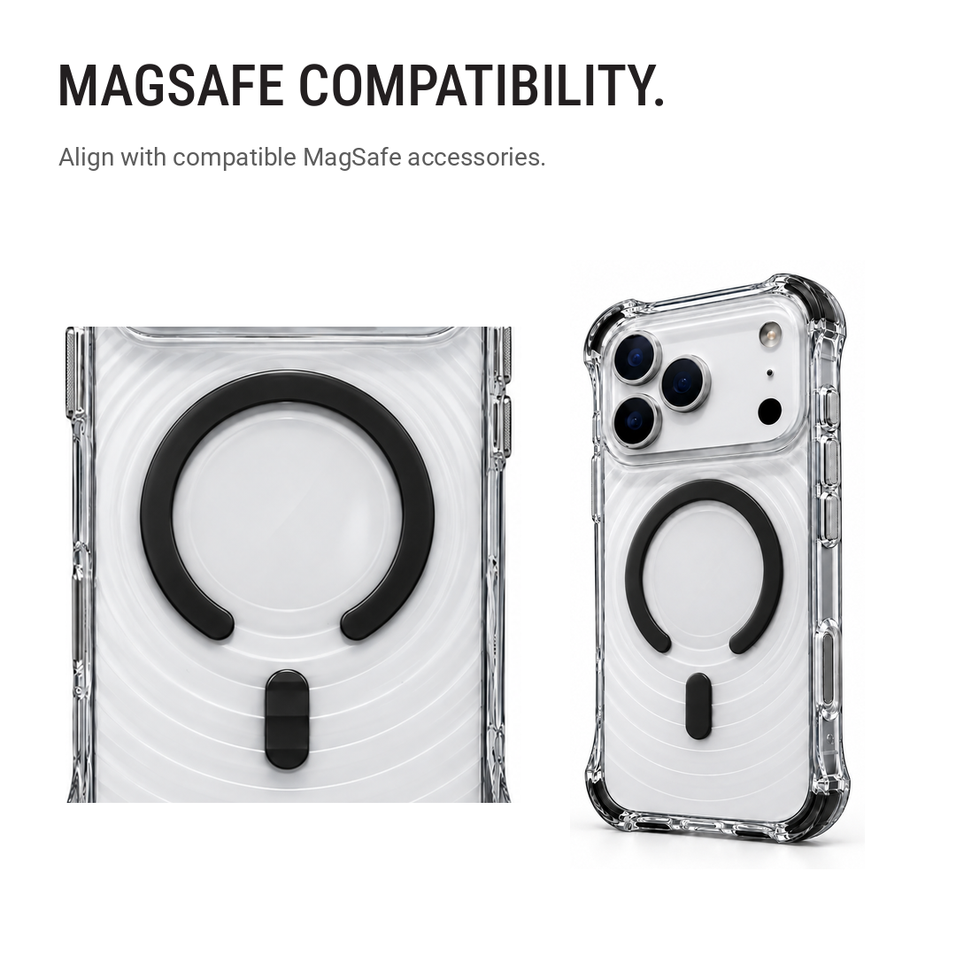 Back Pocket MagSafe Clear Shockproof Case with Reinforced Corners