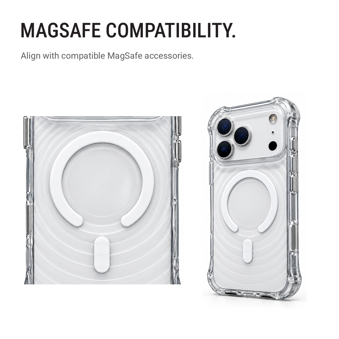 Back Pocket MagSafe Clear Shockproof Case with Reinforced Corners