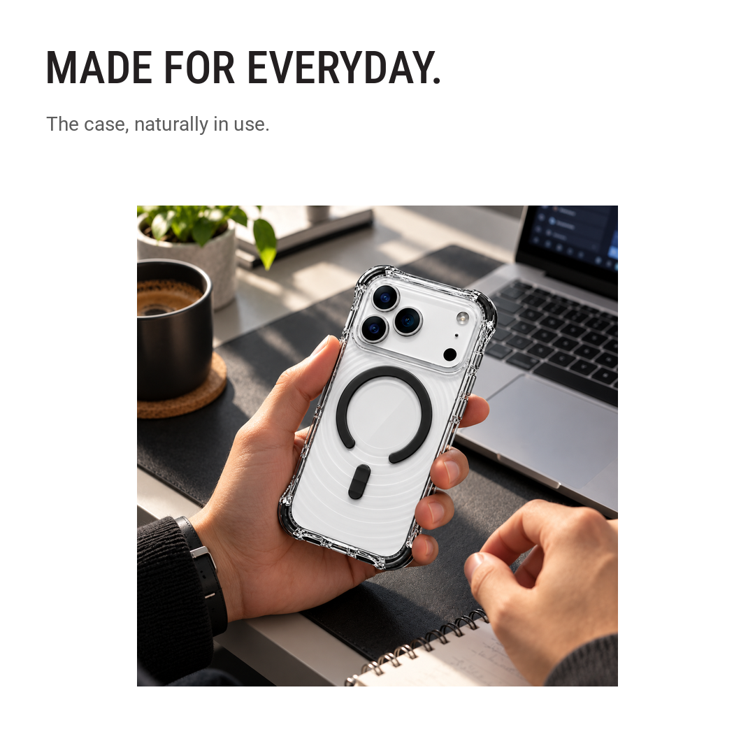 Back Pocket MagSafe Clear Shockproof Case with Reinforced Corners