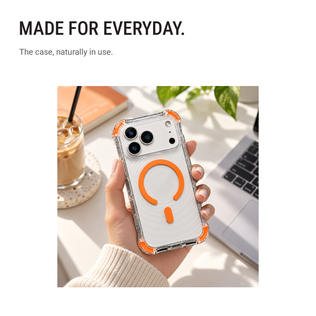 Back Pocket MagSafe Clear Shockproof Case with Reinforced Corners