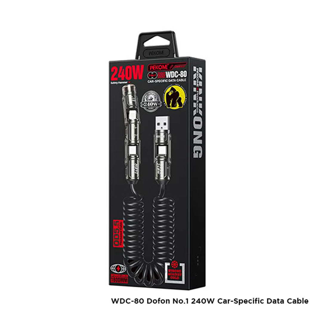 WEKOME WDC-80 Dofon No.1 240W Car-Specific Data Cable – Spring-Coiled Retractable Charging Cable