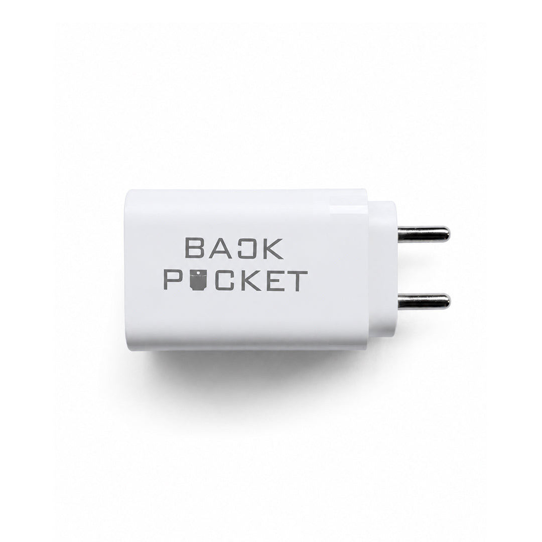 Back Pocket 65W GaN Fast Charger – Dual USB-C & USB-A