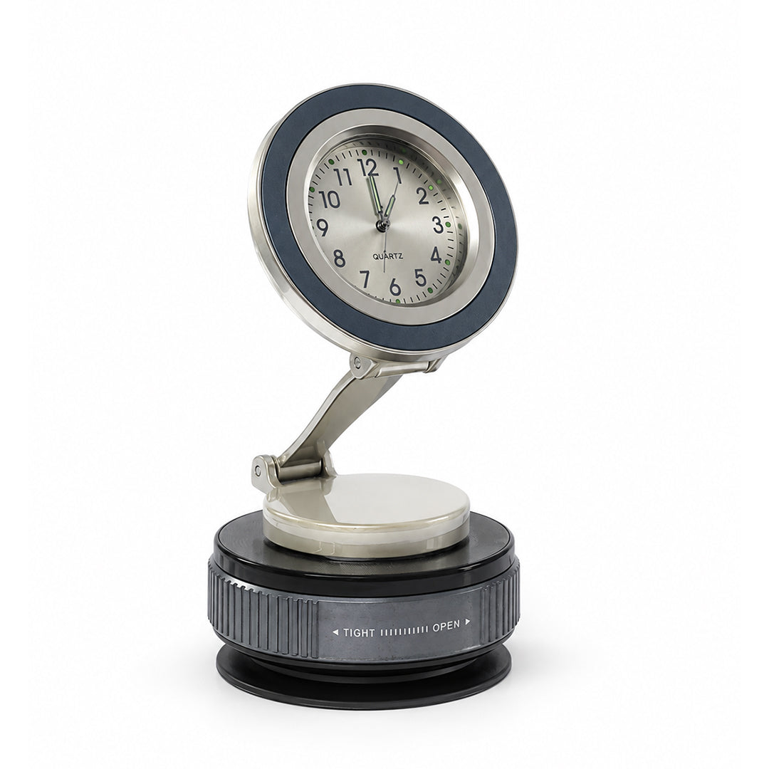 Back Pocket Adjustable Foldable Analog Table Clock with Rotating Stand – Modern Quartz Desk Clock for Home & Office