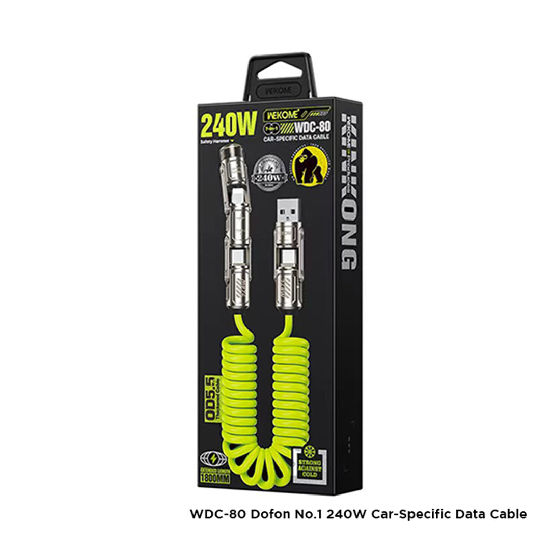 WEKOME WDC-80 Dofon No.1 240W Car-Specific Data Cable – Spring-Coiled Retractable Charging Cable
