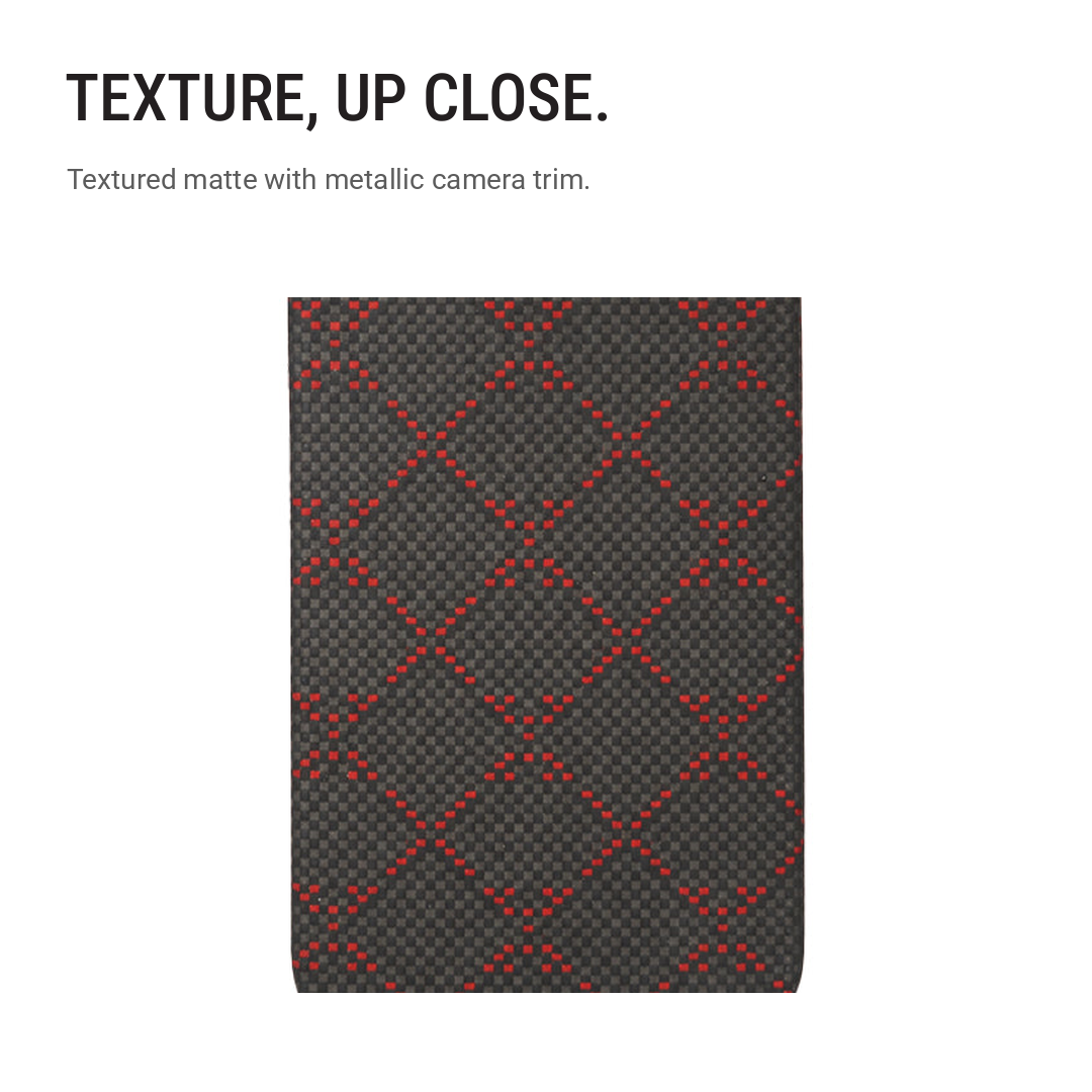 Black & Red Diamond Pattern Textured Case with Metallic Camera Trim