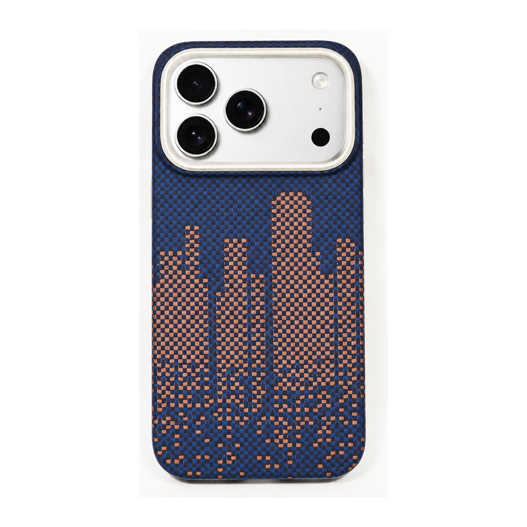 Navy Blue City Skyline Pixel Pattern Textured Case