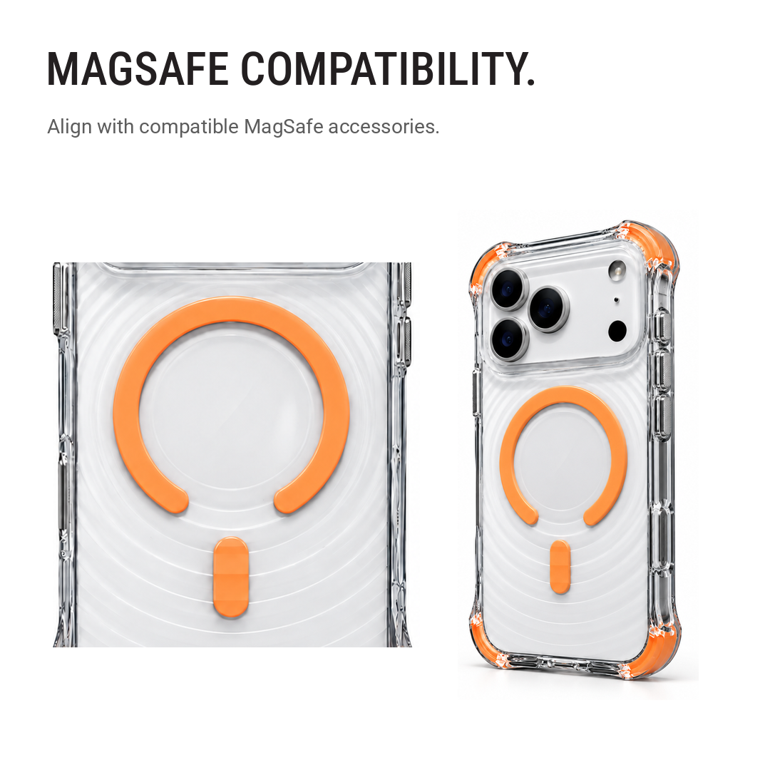 Back Pocket MagSafe Clear Shockproof Case with Reinforced Corners