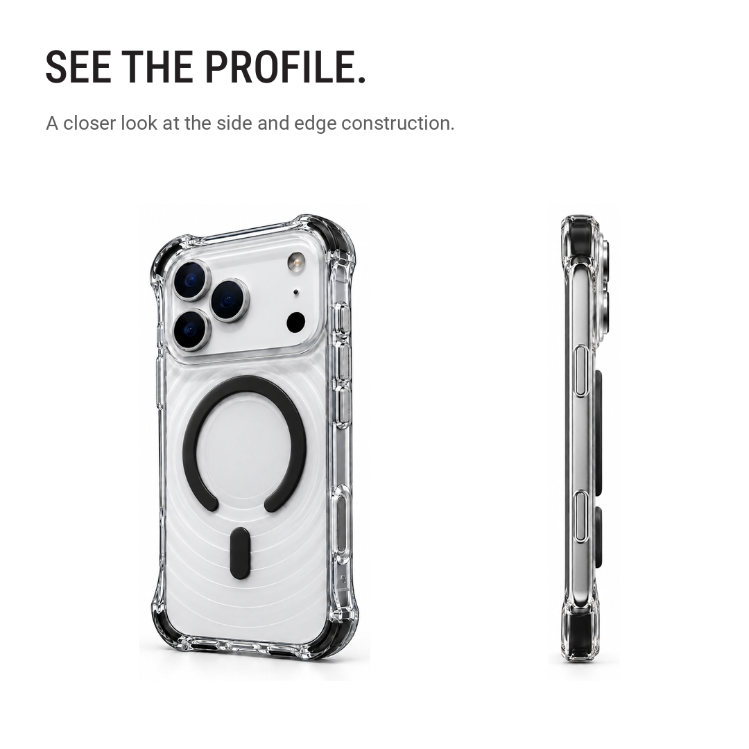 Back Pocket MagSafe Clear Shockproof Case with Reinforced Corners