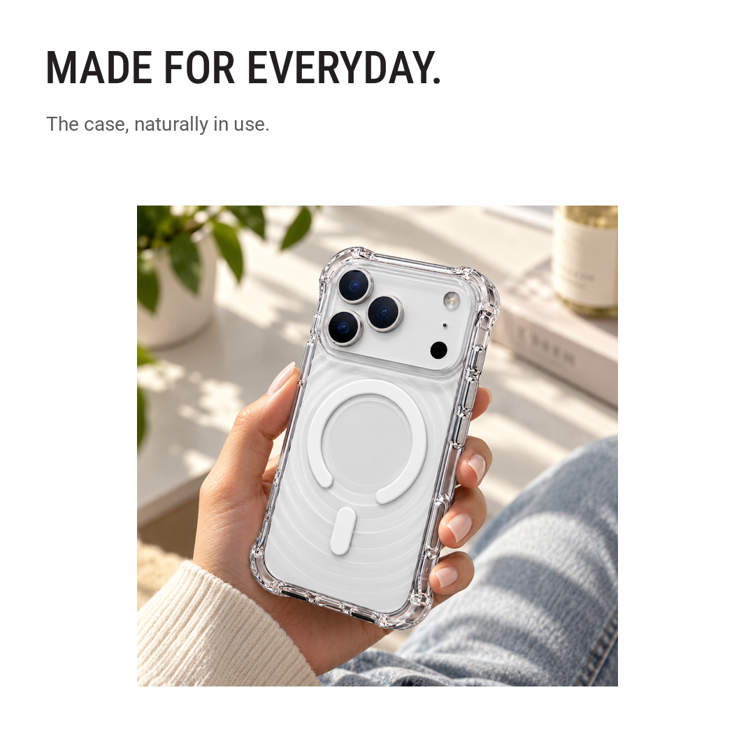Back Pocket MagSafe Clear Shockproof Case with Reinforced Corners
