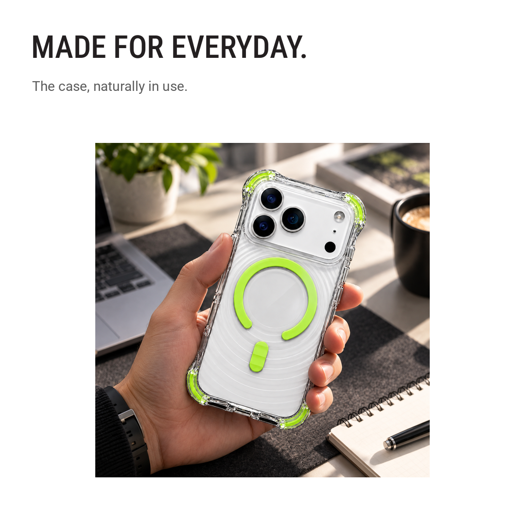 Back Pocket MagSafe Clear Shockproof Case with Reinforced Corners