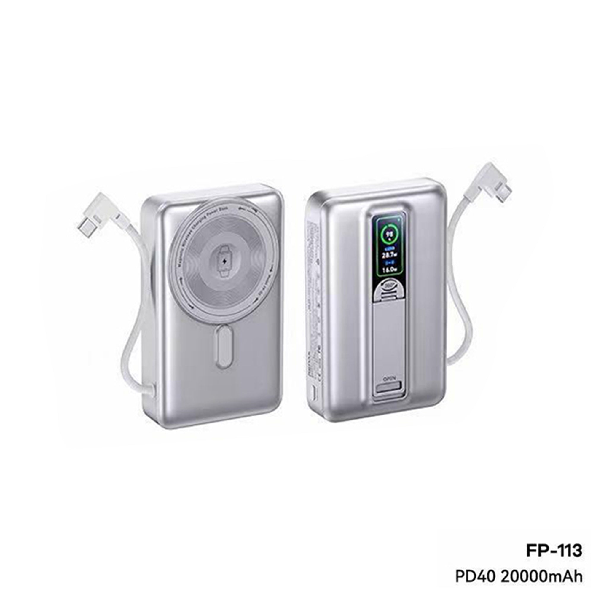 Fast Charging Power Bank with Digital Display & Foldable Phone Stand