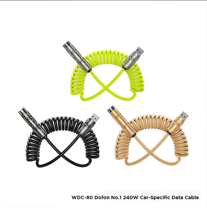 WDC-80 Dofon No.1 240W Car-Specific Data Cable – Spring-Coiled Retractable Charging Cable