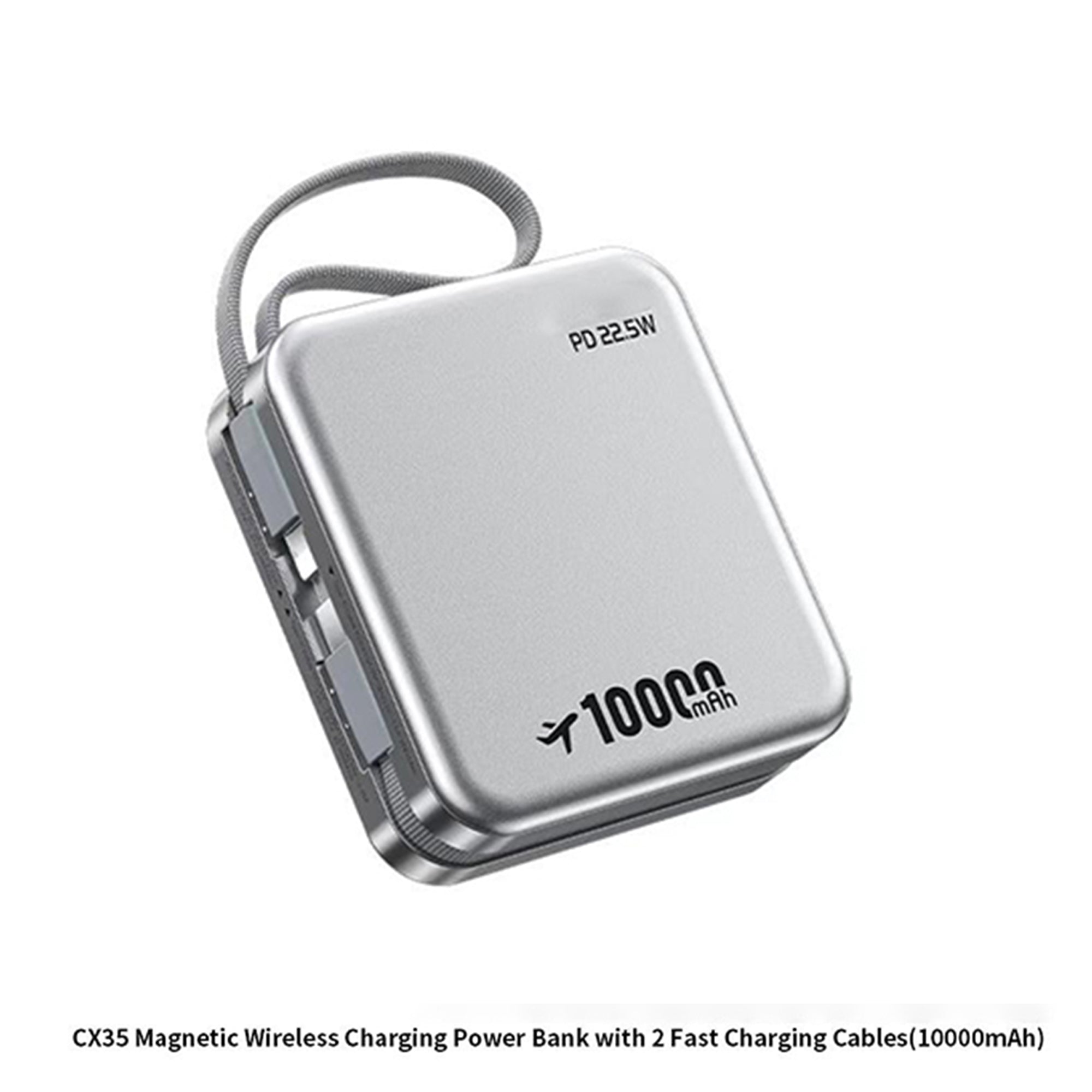 CX35 10000mAh Magnetic Wireless Charging Power Bank with 2 Fast Charging Cables