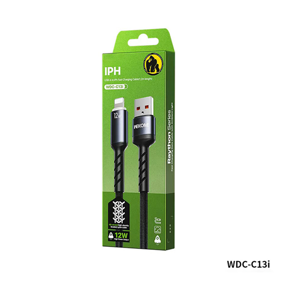 WEKOME WDC-C13a 88W Thunder Ambient Light Series Fast Charging Data Cable – 1.2m Nylon Braided
