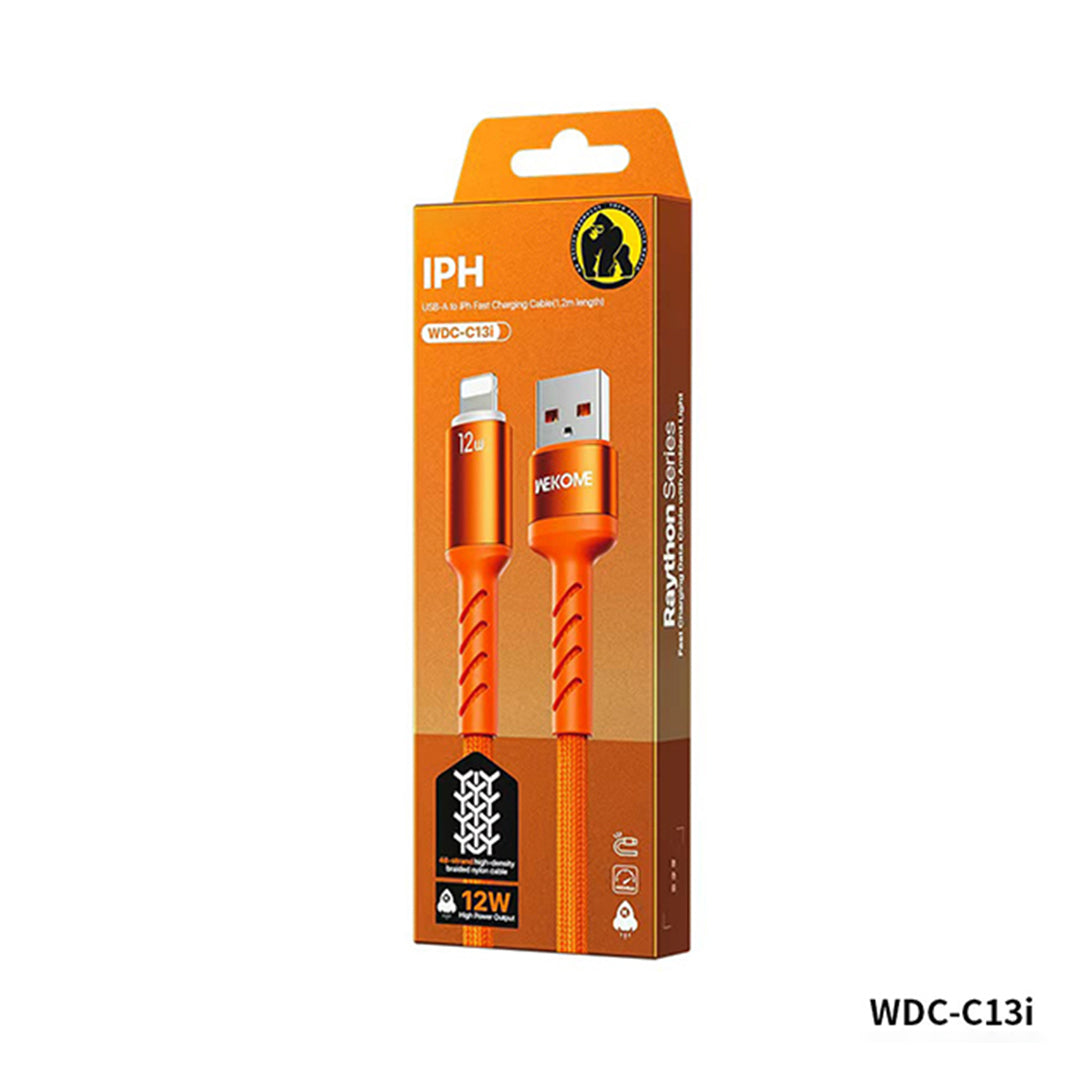 WEKOME WDC-C13a 88W Thunder Ambient Light Series Fast Charging Data Cable – 1.2m Nylon Braided