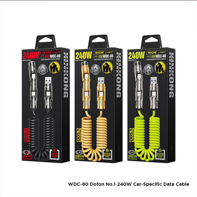 WDC-80 Dofon No.1 240W Car-Specific Data Cable – Spring-Coiled Retractable Charging Cable