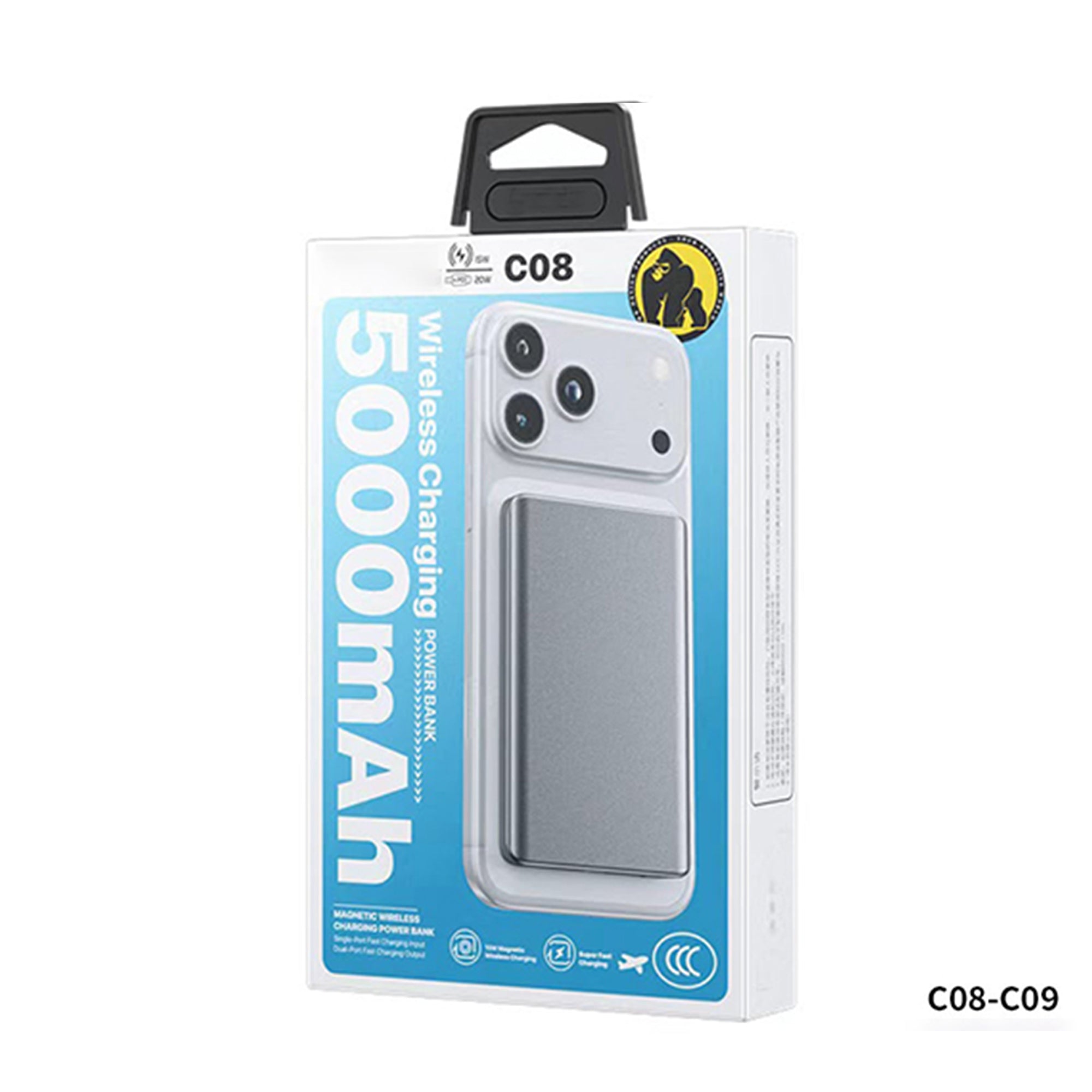 C08-C09 Ultra-Thin Magnetic Wireless Charging Power Bank – 10000mAh / 5000mAh