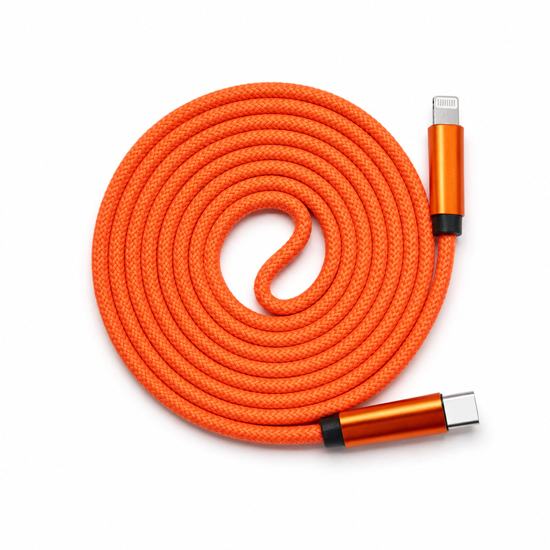Braided USB-C to Lightning Charging Cable | Rope-Style Cord with Metal Connectors