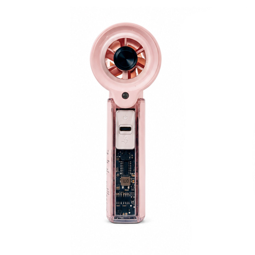 Back Pocket Handheld Mist Fan with LED Speed Display – Rechargeable 2-in-1 Cooling Fan