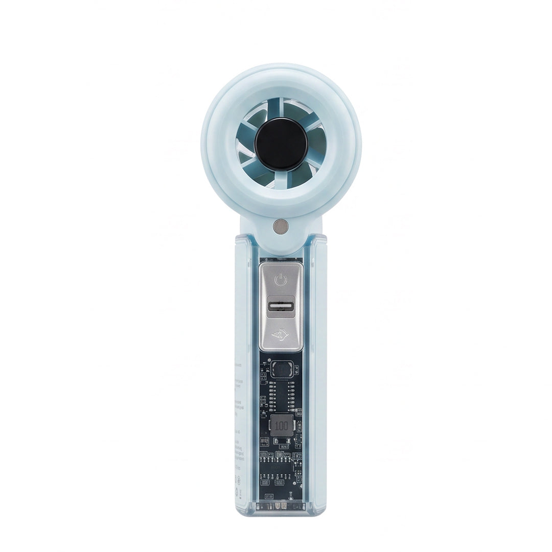 Back Pocket Handheld Mist Fan with LED Speed Display – Rechargeable 2-in-1 Cooling Fan