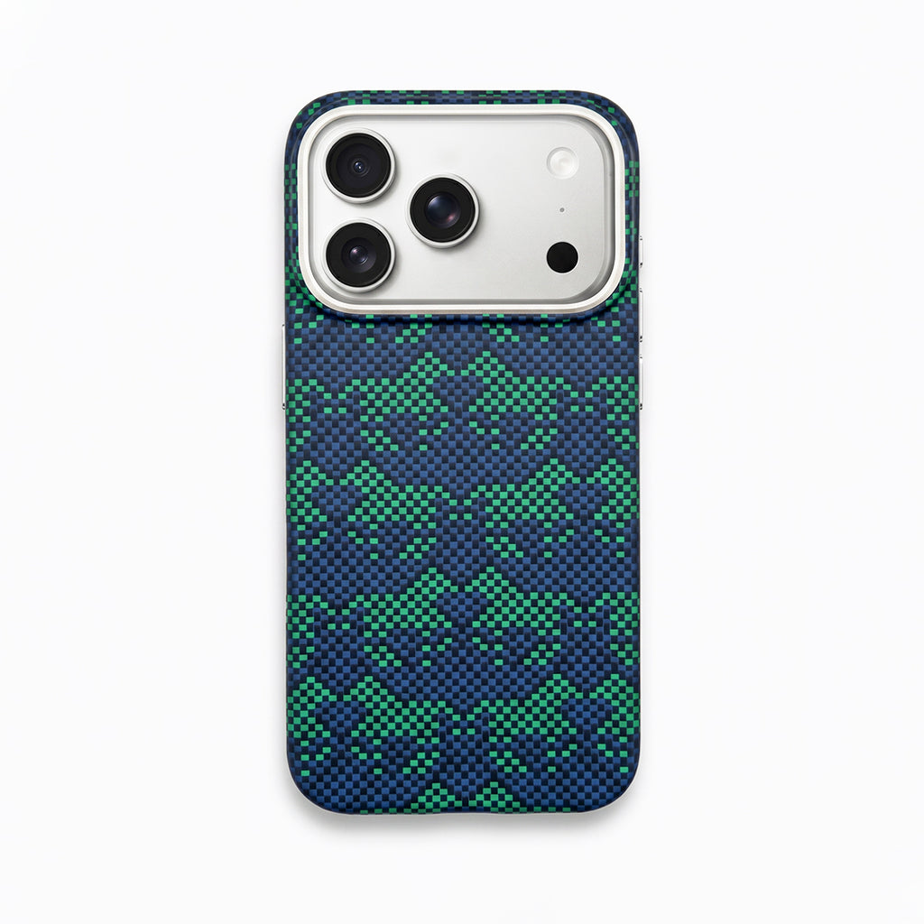 Blue-Green Geometric Weave Magnetic Case