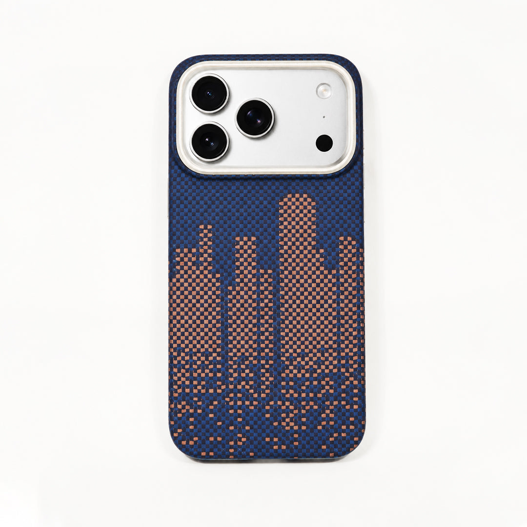 Navy Blue City Skyline Pixel Pattern Textured Case