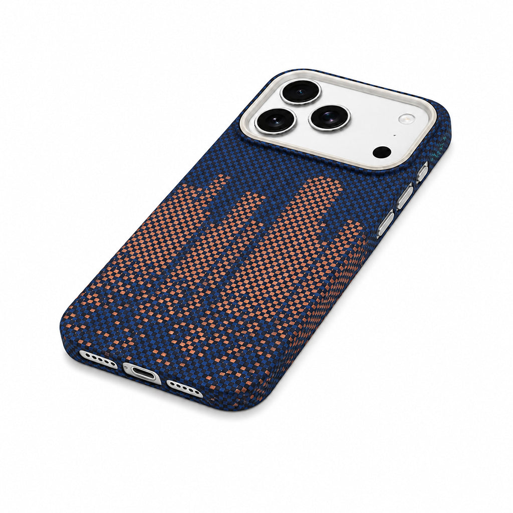 Navy Blue City Skyline Pixel Pattern Textured Case
