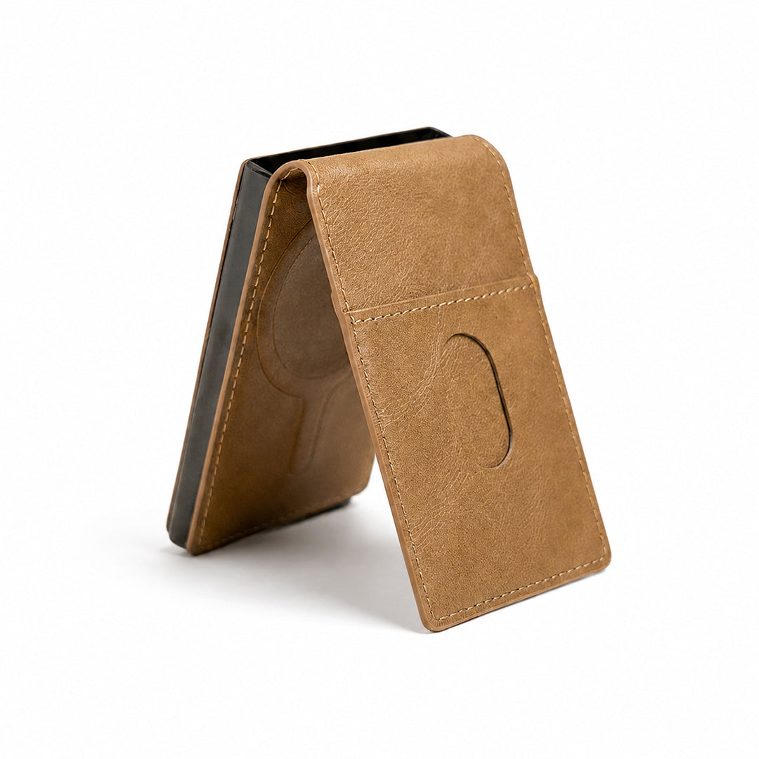 2-in-1 Magnetic Wallet & Phone Stand | Slim Leather Card Holder, MagSafe Compatible (2–4 Cards)