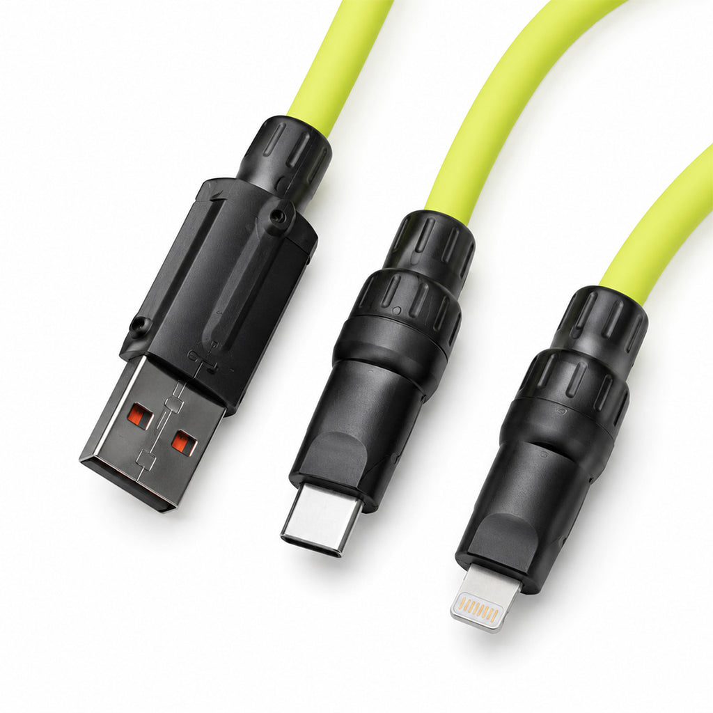4-in-1 Multi Charging Cable | USB-A to Lightning, Type-C & Micro-USB, Braided Design