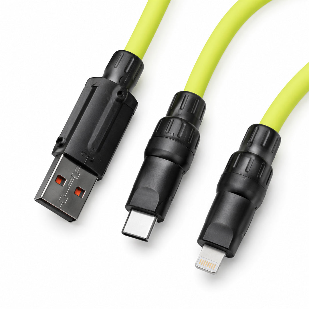 4-in-1 Multi Charging Cable | USB-A to Lightning, Type-C & Micro-USB, Braided Design