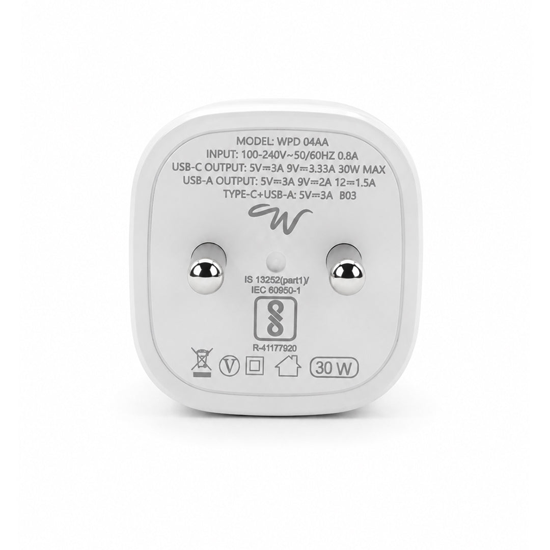 Back Pocket 30W Fast Charging Adapter – USB-C + USB-A