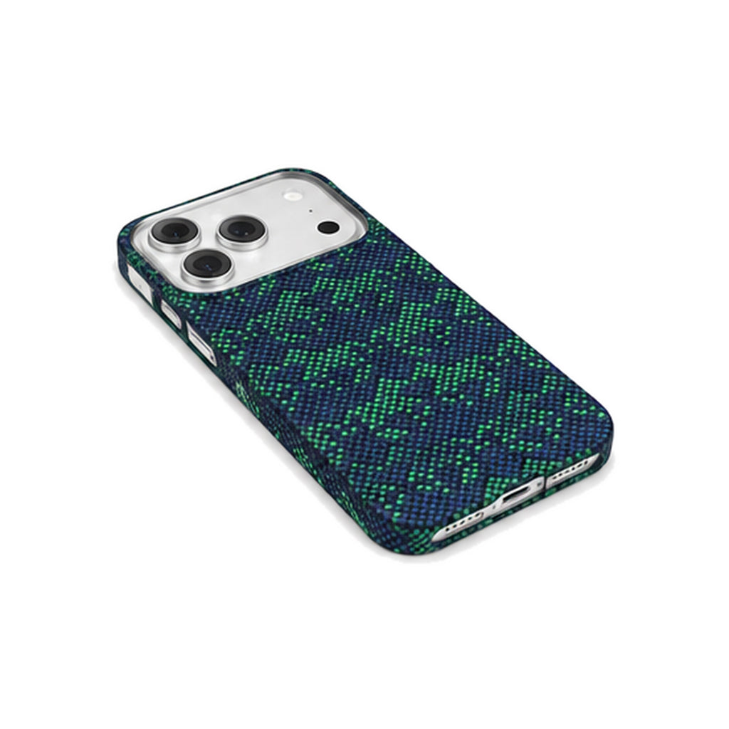 Blue-Green Geometric Weave Magnetic Case