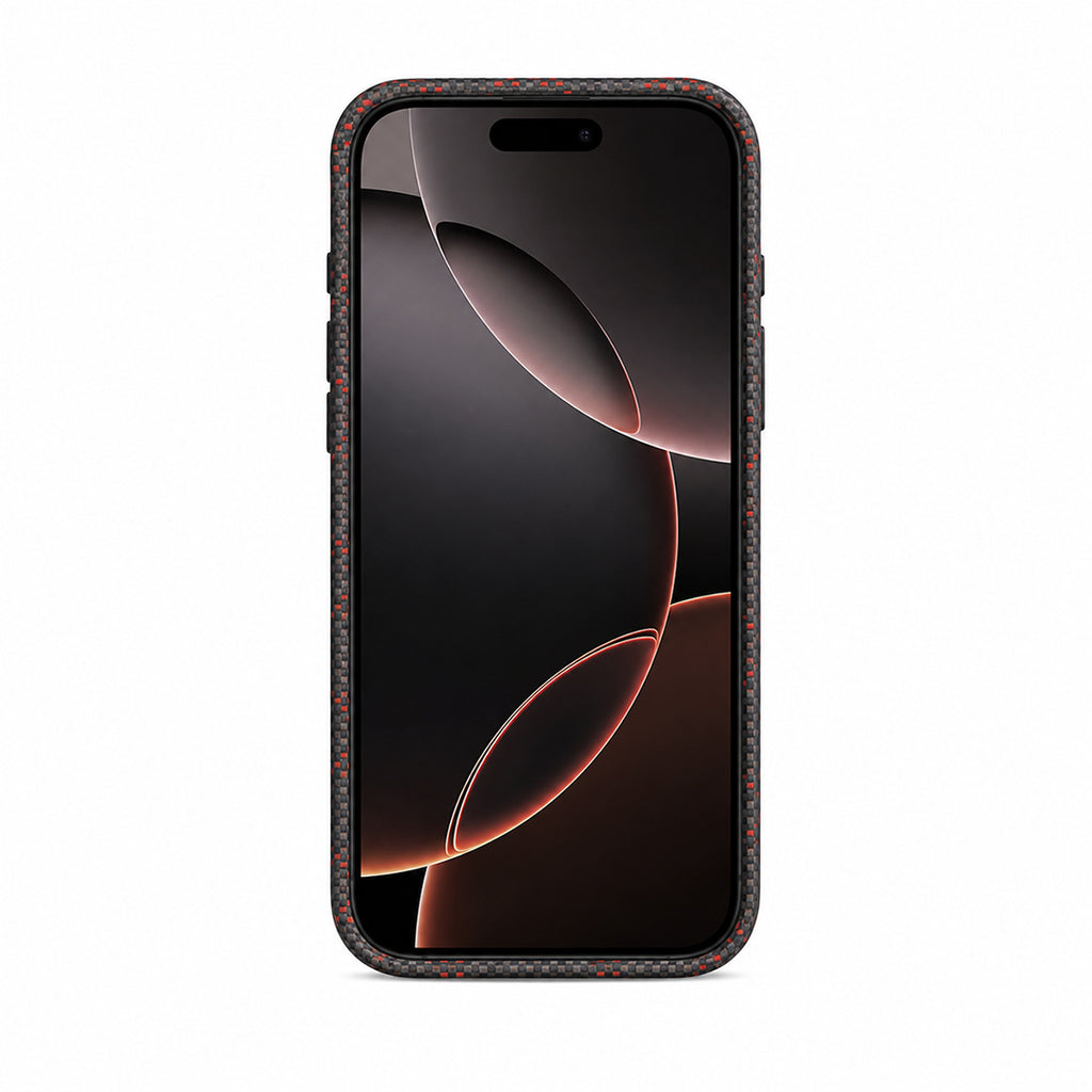 Black & Red Diamond Pattern Textured Case with Metallic Camera Trim