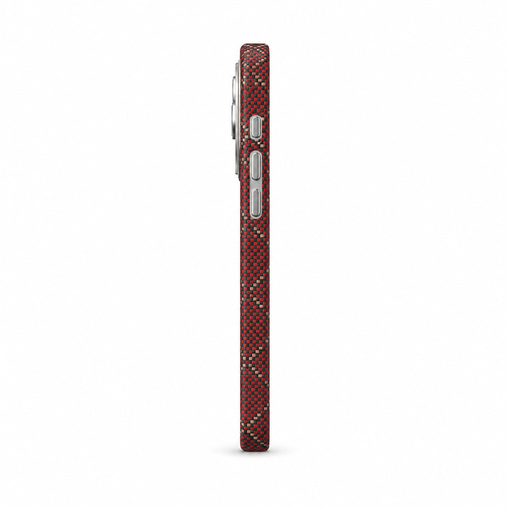 Red Diamond-Weave Magnetic Aramid Fibre Protective Case