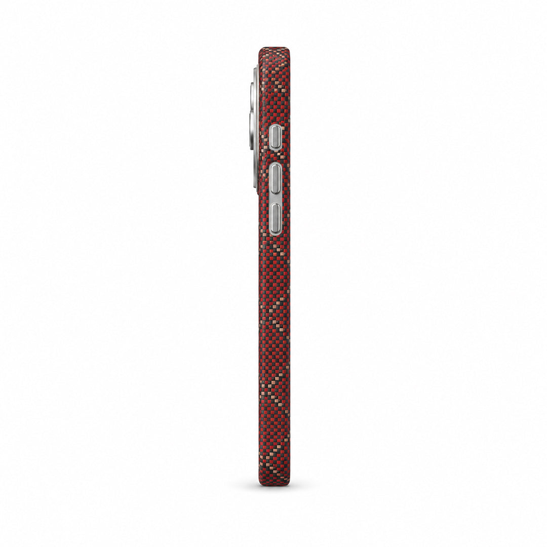 Red Diamond-Weave Magnetic Aramid Fibre Protective Case
