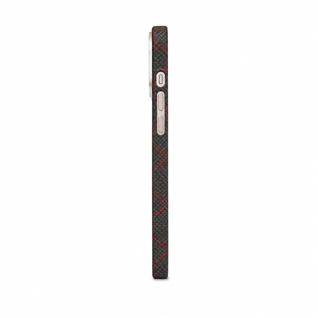 Black & Red Diamond Pattern Textured Case with Metallic Camera Trim