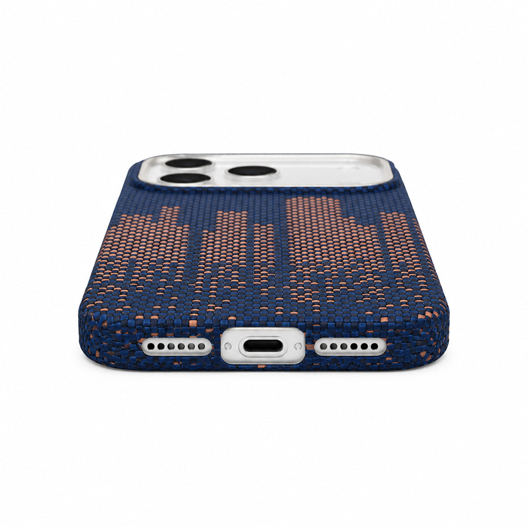 Navy Blue City Skyline Pixel Pattern Textured Case