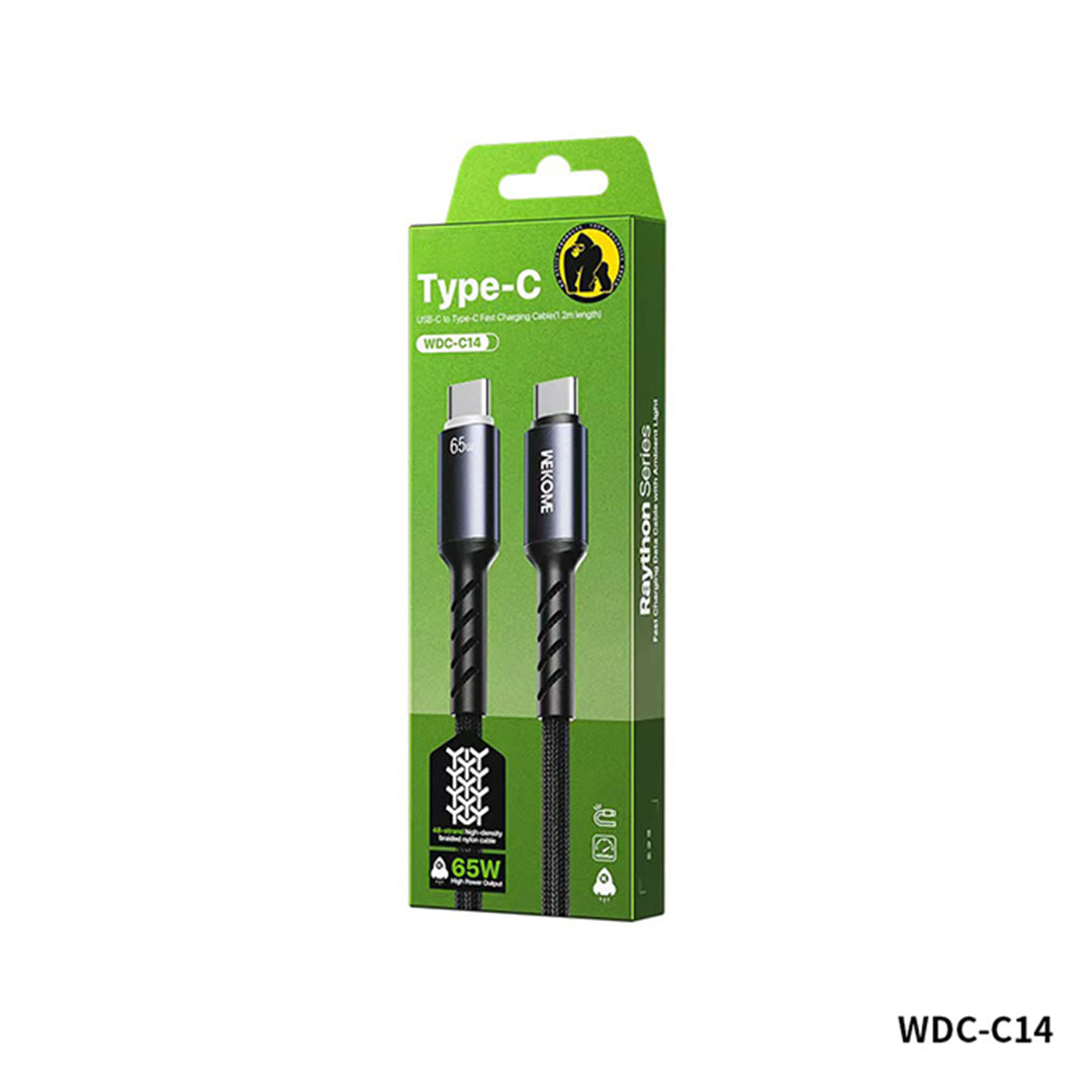 WEKOME WDC-C13a 88W Thunder Ambient Light Series Fast Charging Data Cable – 1.2m Nylon Braided