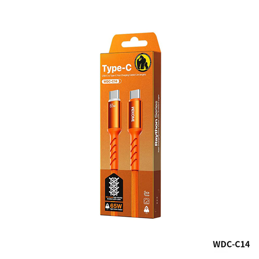 WEKOME WDC-C13a 88W Thunder Ambient Light Series Fast Charging Data Cable – 1.2m Nylon Braided