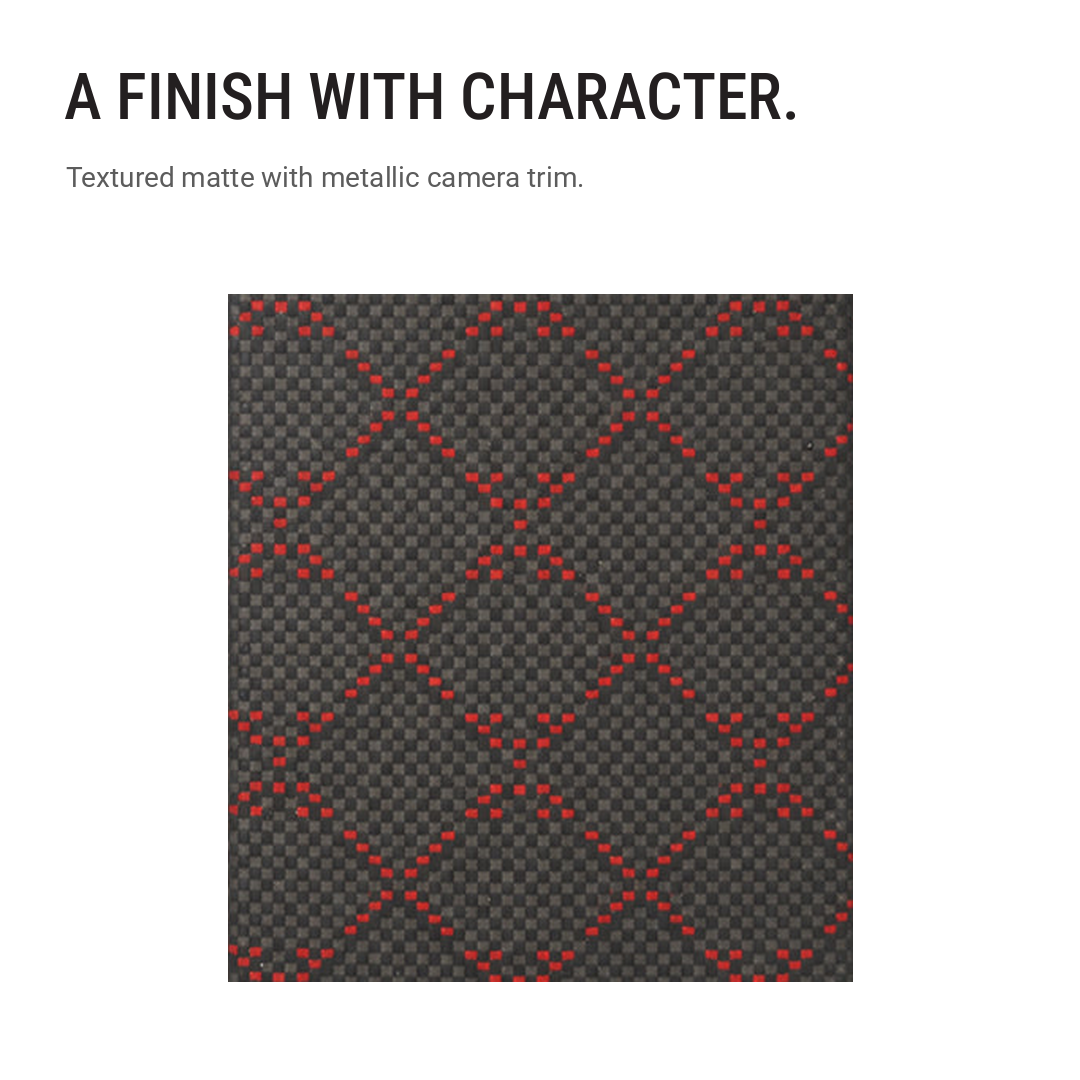 Black & Red Diamond Pattern Textured Case with Metallic Camera Trim