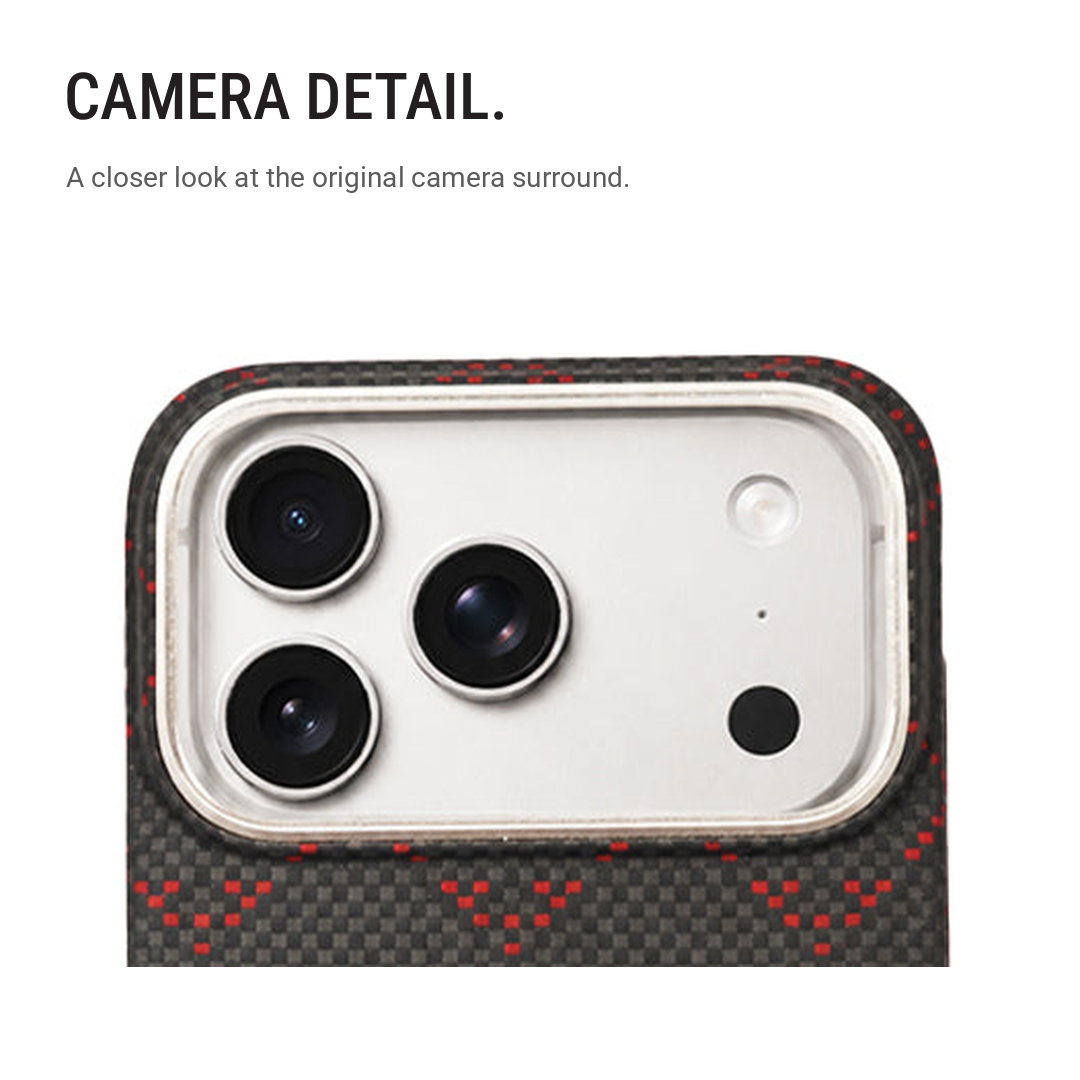 Black & Red Diamond Pattern Textured Case with Metallic Camera Trim