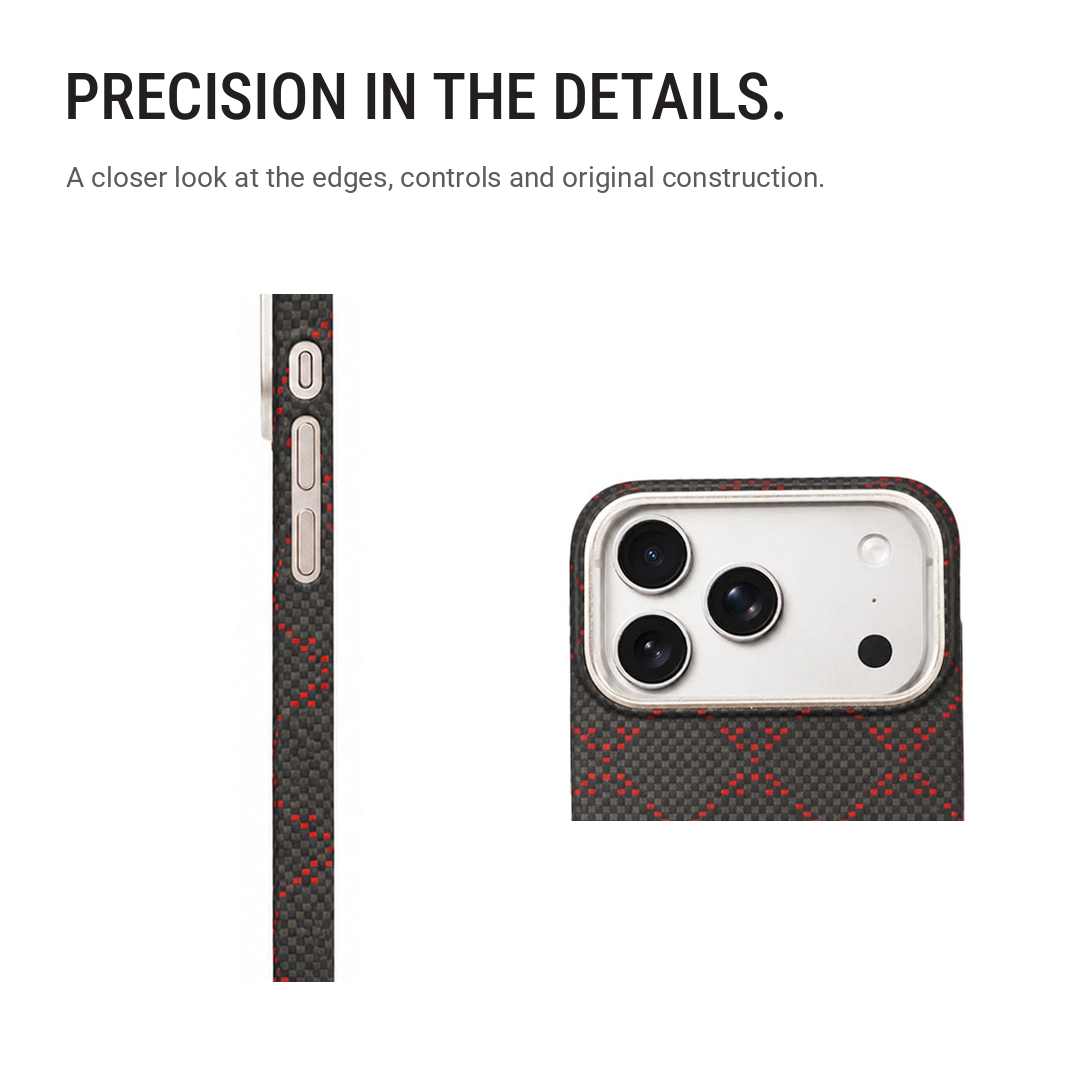 Black & Red Diamond Pattern Textured Case with Metallic Camera Trim