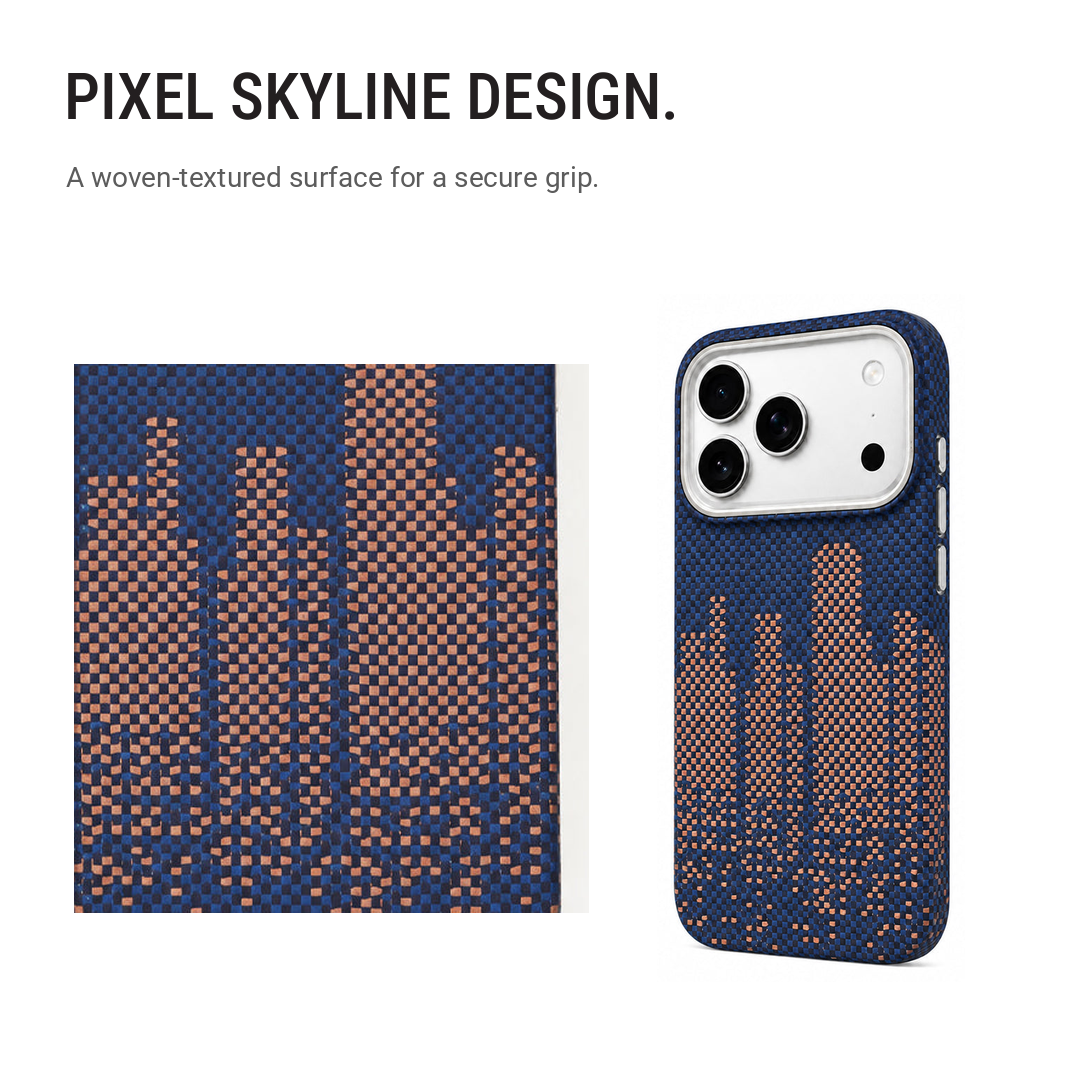 Navy Blue City Skyline Pixel Pattern Textured Case