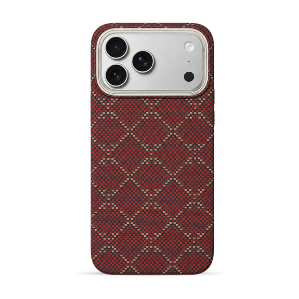 Red Diamond-Weave Magnetic Aramid Fibre Protective Case