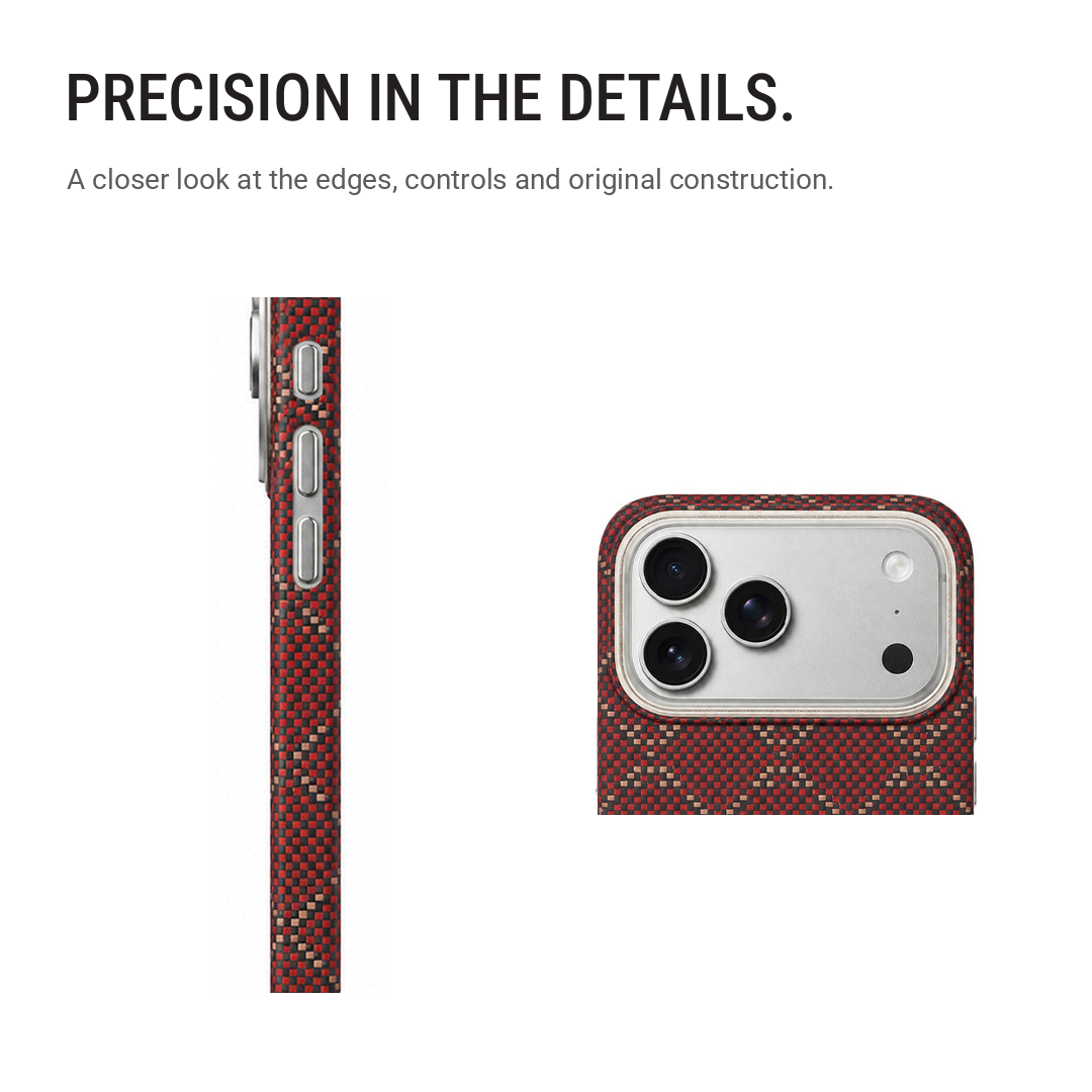 Red Diamond-Weave Magnetic Aramid Fibre Protective Case