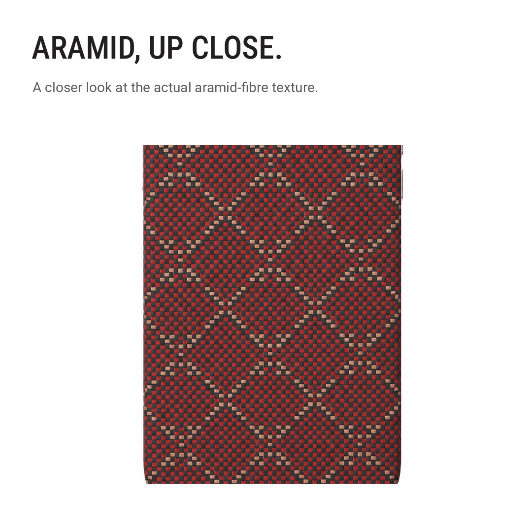 Red Diamond-Weave Magnetic Aramid Fibre Protective Case