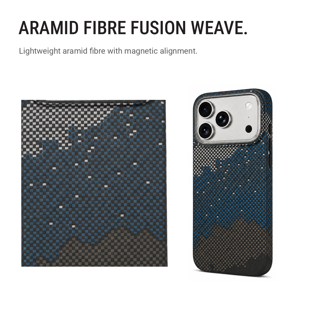 Aramid Fibre Magnetic Protective Case with Fusion-Weave Texture, Starry Blue