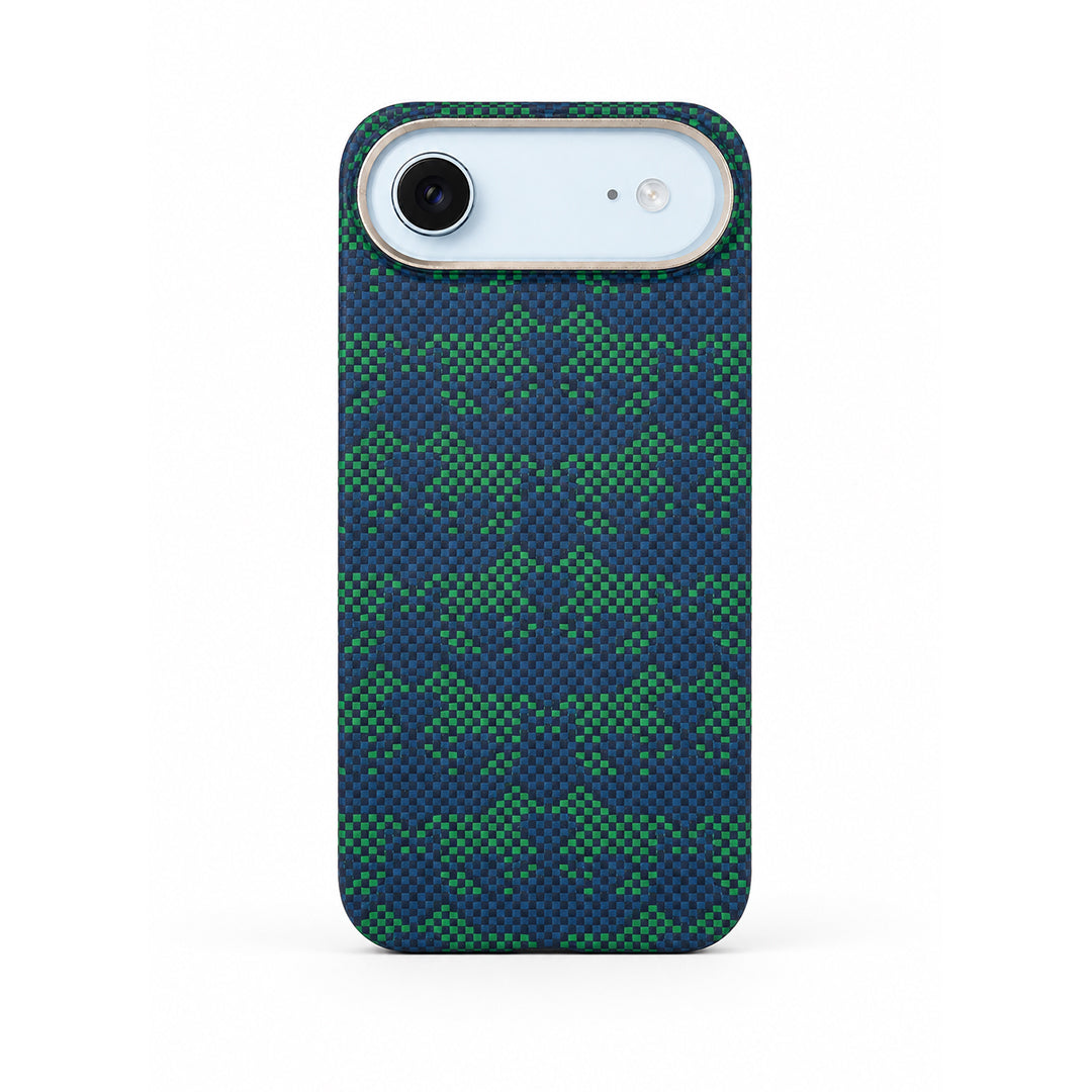 Emerald Mosaic Woven Phone Case with Slim Profile and Raised Camera Guard