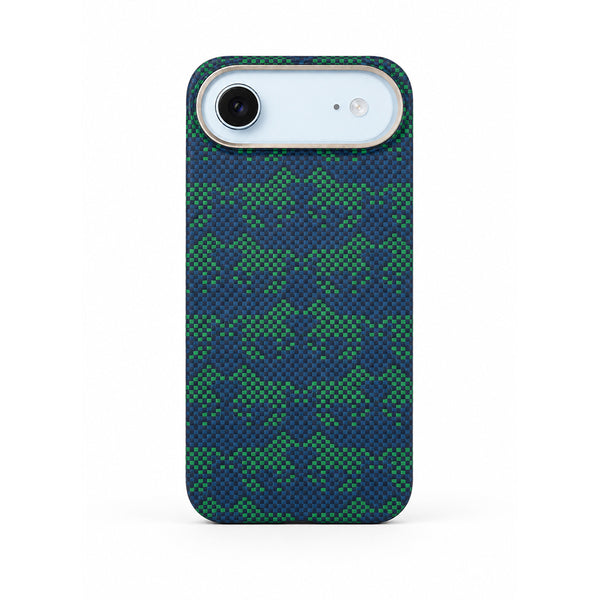 Emerald Mosaic Woven Phone Case with Slim Profile and Raised Camera Guard